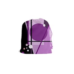 Purple Geometrical Abstraction Drawstring Pouches (small)  by Valentinaart