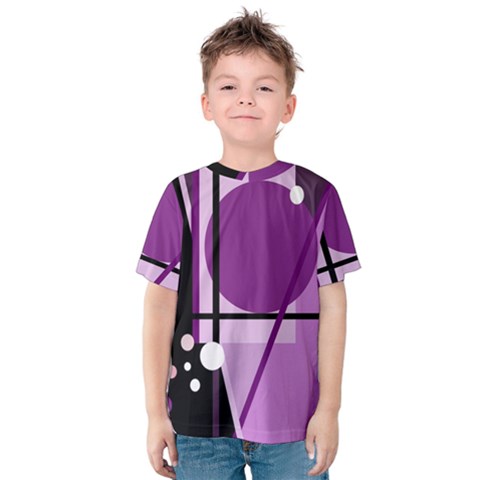 Purple Geometrical Abstraction Kid s Cotton Tee by Valentinaart