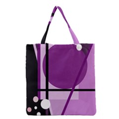 Purple Geometrical Abstraction Grocery Tote Bag by Valentinaart