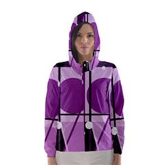 Purple Geometrical Abstraction Hooded Wind Breaker (women) by Valentinaart