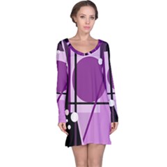 Purple Geometrical Abstraction Long Sleeve Nightdress by Valentinaart