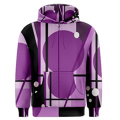 Purple Geometrical Abstraction Men s Zipper Hoodie by Valentinaart