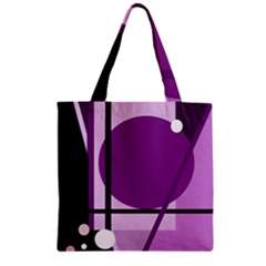 Purple Geometrical Abstraction Zipper Grocery Tote Bag by Valentinaart