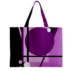 Purple Geometrical Abstraction Zipper Mini Tote Bag by Valentinaart