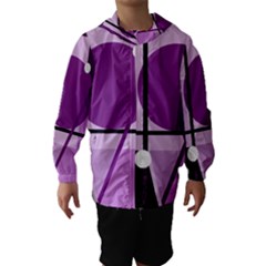 Purple Geometrical Abstraction Hooded Wind Breaker (kids) by Valentinaart