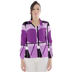 Purple Geometrical Abstraction Wind Breaker (women) by Valentinaart