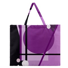 Purple Geometrical Abstraction Zipper Large Tote Bag by Valentinaart