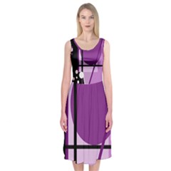 Purple Geometrical Abstraction Midi Sleeveless Dress by Valentinaart