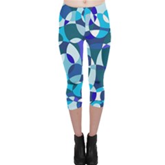 Blue Abstraction Capri Leggings  by Valentinaart