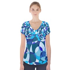 Blue Abstraction Short Sleeve Front Detail Top by Valentinaart