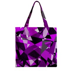 Purple Broken Glass Zipper Grocery Tote Bag by Valentinaart