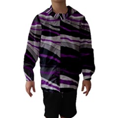 Purple And Gray Decorative Design Hooded Wind Breaker (kids) by Valentinaart