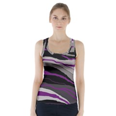 Purple And Gray Decorative Design Racer Back Sports Top by Valentinaart