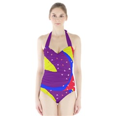 Optimistic Abstraction Halter Swimsuit by Valentinaart