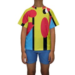 Abstract Landscape Kid s Short Sleeve Swimwear by Valentinaart