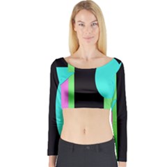 Abstract Landscape Long Sleeve Crop Top by Valentinaart