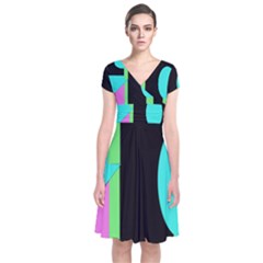 Abstract Landscape Short Sleeve Front Wrap Dress by Valentinaart