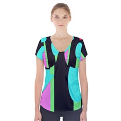 Abstract Landscape Short Sleeve Front Detail Top by Valentinaart