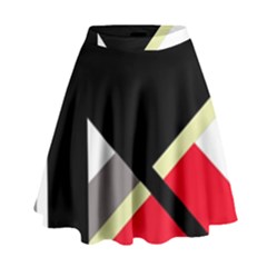 Red And Black Abstraction High Waist Skirt by Valentinaart