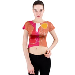 Orange Abstraction Crew Neck Crop Top by Valentinaart