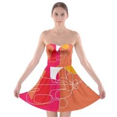 Orange Abstraction Strapless Dresses by Valentinaart