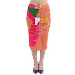 Orange Abstraction Midi Pencil Skirt by Valentinaart