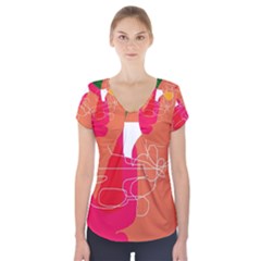 Orange Abstraction Short Sleeve Front Detail Top by Valentinaart