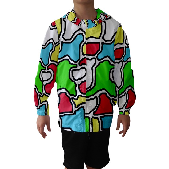 Colorful abtraction Hooded Wind Breaker (Kids)