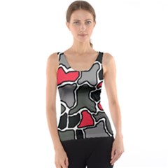 Black, Gray And Red Abstraction Tank Top by Valentinaart