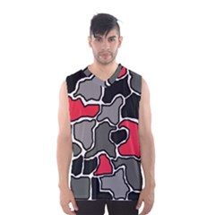 Black, Gray And Red Abstraction Men s Basketball Tank Top by Valentinaart