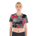 Black, gray and red abstraction Cotton Crop Top View1