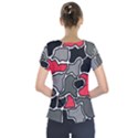 Black, gray and red abstraction Short Sleeve Front Detail Top View2