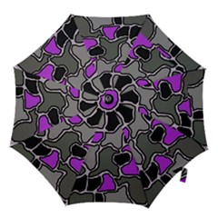 Purple And Gray Abstraction Hook Handle Umbrellas (medium) by Valentinaart