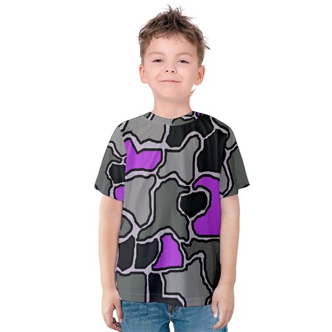 Purple And Gray Abstraction Kid s Cotton Tee by Valentinaart