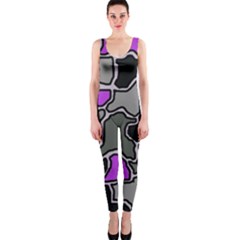 Purple And Gray Abstraction Onepiece Catsuit by Valentinaart