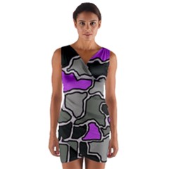 Purple And Gray Abstraction Wrap Front Bodycon Dress by Valentinaart