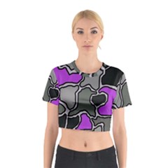 Purple And Gray Abstraction Cotton Crop Top by Valentinaart