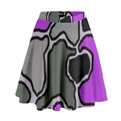 Purple And Gray Abstraction High Waist Skirt by Valentinaart