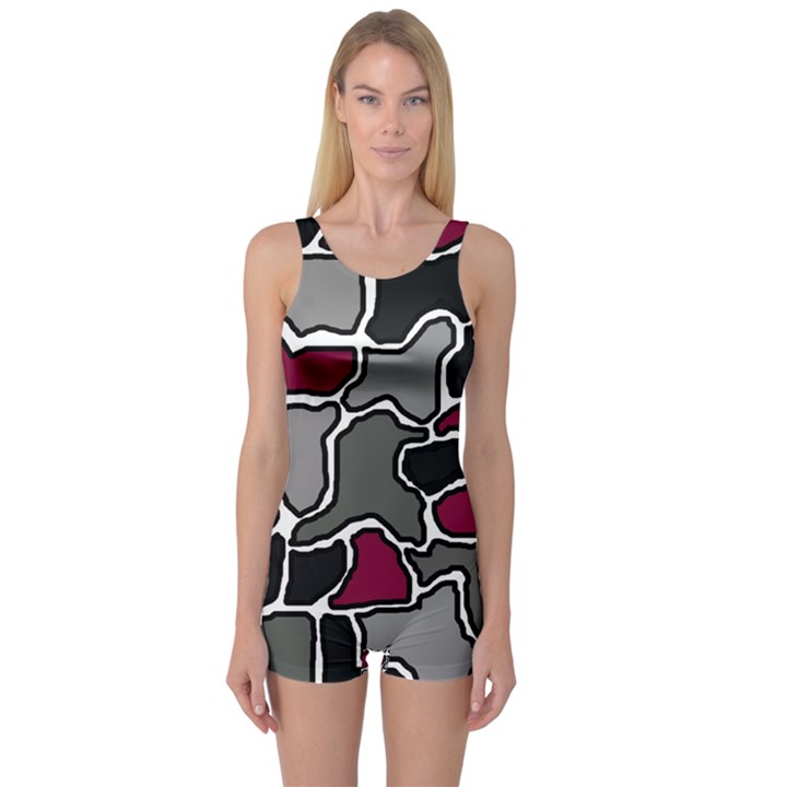 Decorative abstraction One Piece Boyleg Swimsuit