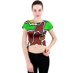 Africa Abstraction Crew Neck Crop Top by Valentinaart