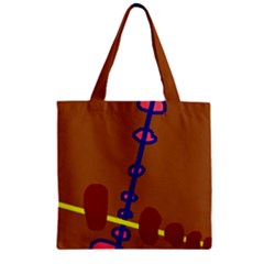 Brown Abstraction Zipper Grocery Tote Bag by Valentinaart