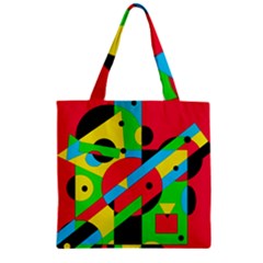 Colorful Geometrical Abstraction Zipper Grocery Tote Bag by Valentinaart