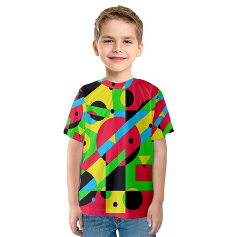 Colorful Geometrical Abstraction Kid s Sport Mesh Tee by Valentinaart