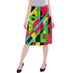 Colorful Geometrical Abstraction Midi Beach Skirt by Valentinaart