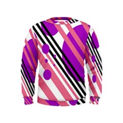 Purple Lines And Circles Kids  Sweatshirt by Valentinaart