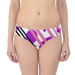 Purple Lines And Circles Hipster Bikini Bottoms by Valentinaart