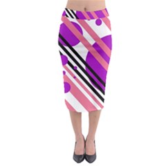 Purple Lines And Circles Midi Pencil Skirt by Valentinaart