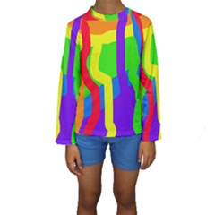 Rainbow Abstraction Kid s Long Sleeve Swimwear by Valentinaart