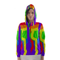 Rainbow Abstraction Hooded Wind Breaker (women) by Valentinaart