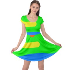 Rainbow Abstraction Cap Sleeve Dresses by Valentinaart